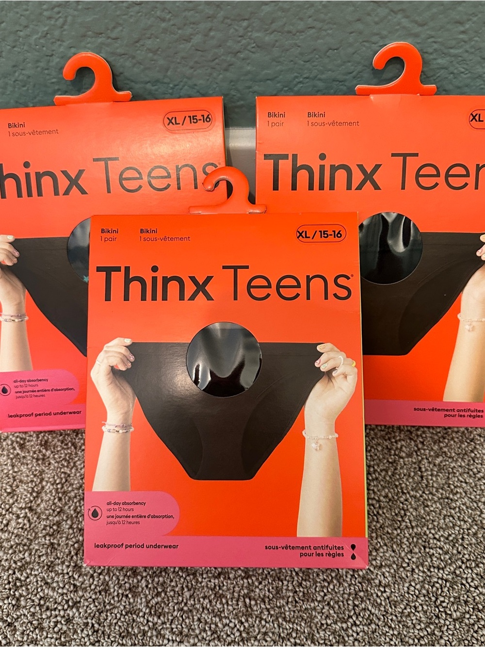 Thinx Teems Bikini Period Underwear - Black Size XL 15-16 (S/M for Women)